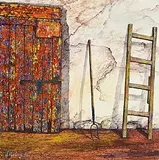 John Verling, The Barn Door, tempera on board