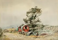 Frank Egginton, Gypsy Caravans, watercolour on paper