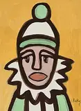 Markey Robinson, Clown, gouache on board