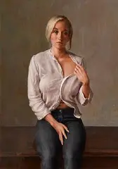 Harry Holland, Portrait of a Young Lady - (Blind Tattoo), oil on board