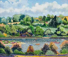 Ringabella, Co Cork by Victor Richardson, pastel on board, sold Oct 2025