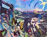 Brian MacMahon, Barrington's Pier, Limerick, oil on canvas