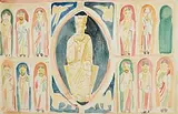 Fr. Jack P. Hanlon, Christ and the Eleven Apostles, watercolour on paper