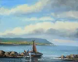 Norman J. McCaig, Unloading The Catch, oil on canvas board