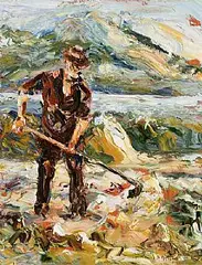 Liam O'Neill, The Turf Cutter, oil on canvas