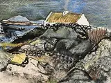 Gerard Dillon, Inishlackin, c.1951, crayon, watercolour and ink on paper