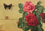 Patrick Hennessy, Still Life with Butterfly and Roses, 1957, oil on canvas