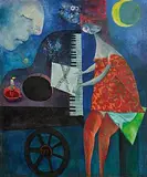Colin Middleton, The Piano Player, c.1974-1975, oil on panel