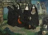 Gerard Dillon, Visit to an Abbey, oil on board