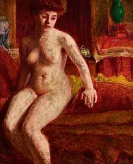 Roderic O'Conor, Nude Seated on a Chaise Longue, oil on board