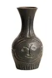 Pablo Picasso Spanish, Visage Noir (Black Engraved Face), 1953, Madoura turned vase of white earthenware clay with engobe decoration (black) engraved - number 98 from an edition of 100