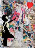Thierry Guetta, Balloon Girl, 2023, unique silkscreen and mixed media on wove