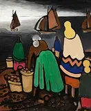 Markey Robinson, Waiting for the Tide, oil on board