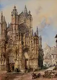 Thomas Colman Dibdin, Caudebec Cathedral, en-Caux Normandy, 1879, watercolour on paper