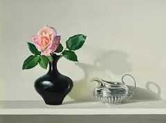 Carey Clarke, Still Life with Rose, oil on canvas