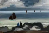 The Emerald Sea by Markey Robinson, gouache on board, sold Apr 2025