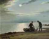 Charles McAuley, By the Light of the Silvery Moon, oil on canvas