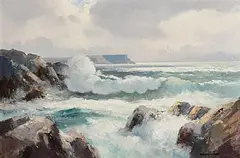 Seas from the Nor. East, Ballintoy, Co. Antrim by Maurice Canning Wilks, oil on canvas, sold Apr 2025