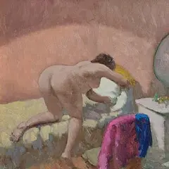 The Bedsitter, London by Patrick Leonard, 1966, oil on board, sold Apr 2025