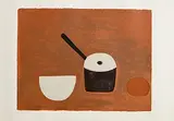 William Scott, White Bowl, Black Pan on Brown, 1970, screenprint in colours on wove - number 60 from an edition of 100 - published by Leslie Waddington Prints, London