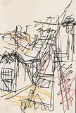 Frank Auerbach German-British, To the Studios, 1982, crayon and felt tip pen on paper