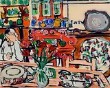 Elizabeth Cope, Cafe Interior, oil on board