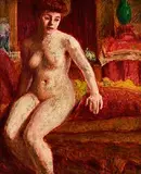 Roderic O'Conor, Nude Seated on a Chaise Longue, oil on board