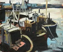 Colin Davidson, Ardglass Harbour, oil on board