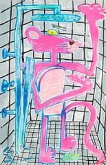 Katherine Bernhardt, Shower Power, 2023, lithograph on Somerset Radiant White 410gsm - number 63 from an edition of 75 - Produced by Counter Studio, Margate, UK