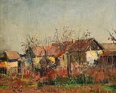 François Gall, Farmstead, Autumn, 1943, oil on canvas