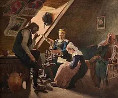 Thomas Hovenden, The Reading Lesson, watercolour on paper