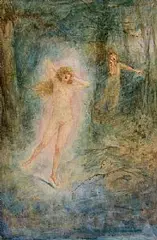 John Butler Yeats, Girls in the Forest, watercolour on paper