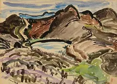 Nano Reid, The Hill Pond, gouache on paper