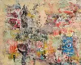 As Yet by John Kingerlee, 2021, oil and collage on board, sold Oct 2024