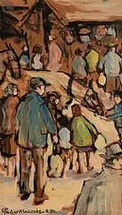Gladys Maccabe, Fair Day, Falcarragh, Donegal, oil on board