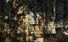 George Campbell, Nightscape, oil on canvas laid on board