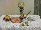 Hilda van Stockum, Still Life on Tabletop, oil on board
