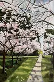 Caroline Canning, Cherry Blossom Walk at Birr Castle, 2020, oil on canvas