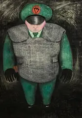 Rita Duffy, RUC Officer, 1990, mixed media on paper