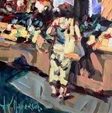 Gange Market, France by Arthur K. Maderson, oil on board, sold Jul 2024