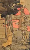 Mary Cottie Yeats, The Raven Knight, The Maiden, watercolour on paper