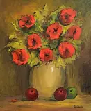 Gladys Maccabe, Fruit and Flowers, oil on board