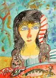 John Bellany, Fisher Girl, watercolour and pencil on paper