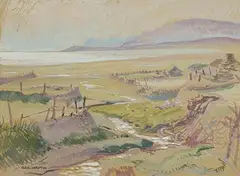 Bea Orpen, Inch Beach, Co. Kerry, gouache and watercolour on card