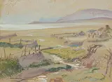 Bea Orpen, Inch Beach, Co. Kerry, gouache and watercolour on card