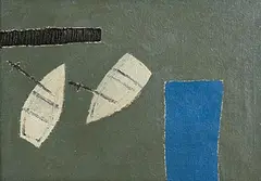 Padraig Macmiadhachain, Two Boats, oil on canvas