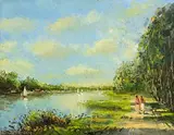 Dinghies on Lough Ree by Norman J. McCaig, oil on canvas board, offered Jul 2024