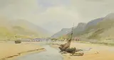 Waterfront, Cushendall by Joseph William Carey, 1926, watercolour on paper, offered Jul 2024