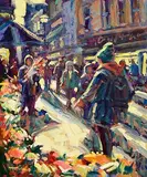 Flower Sellers, Grafton Street by Norman Teeling, oil on board, sold Jul 2024