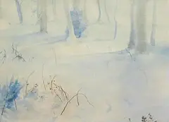Tom Carr, Snow in Belvoir Park, watercolour on paper